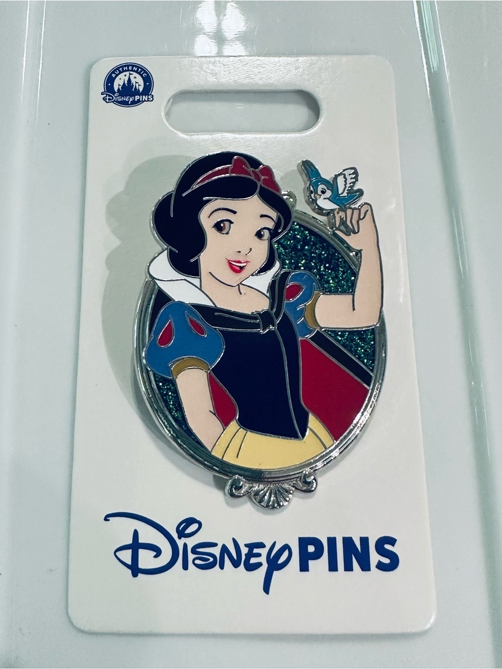 Disney Parks Snow White Princess Glitter Portraits Collection Pin with Blue Bird